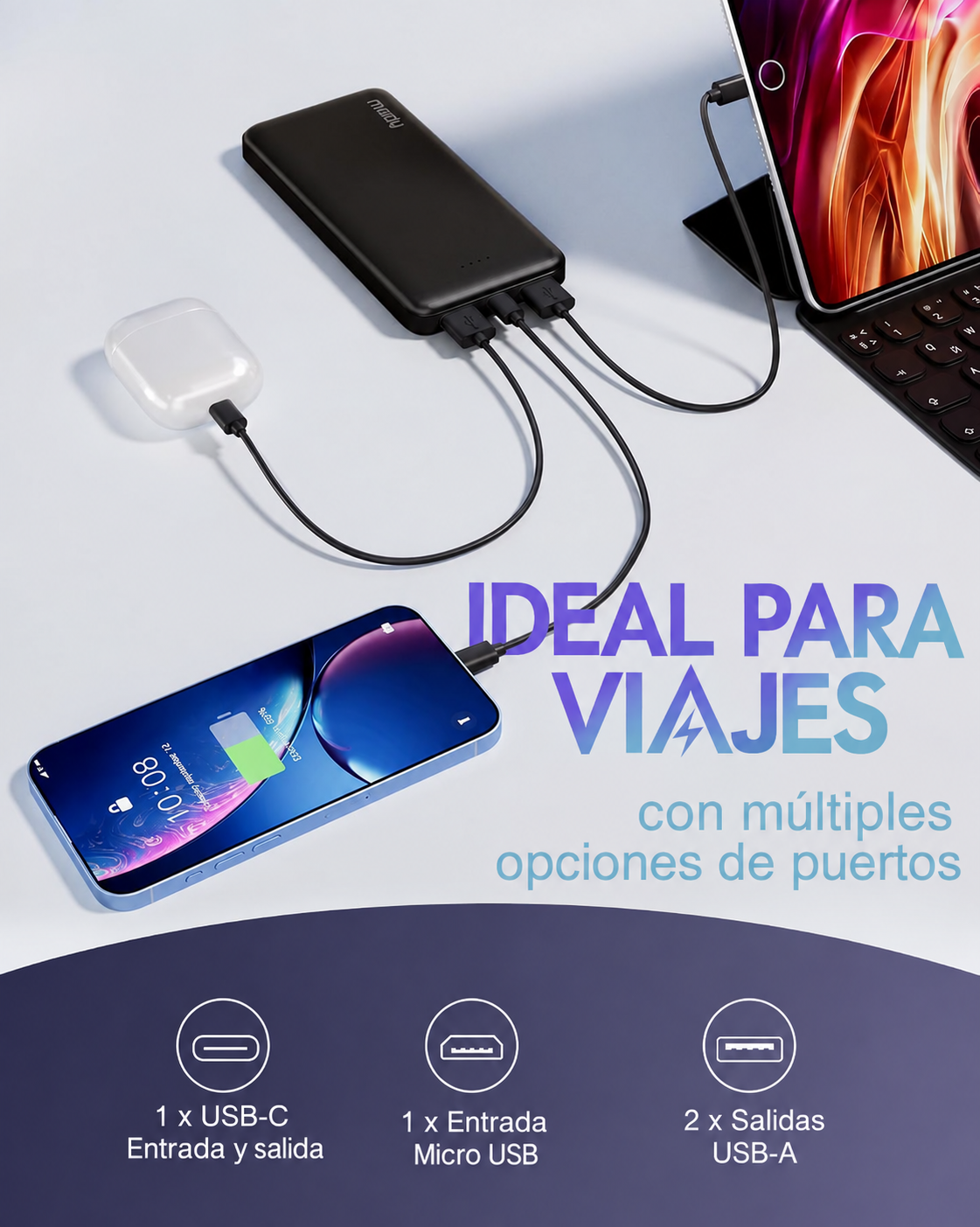 Power Bank Miady 10.000 mAh – Pack de 2