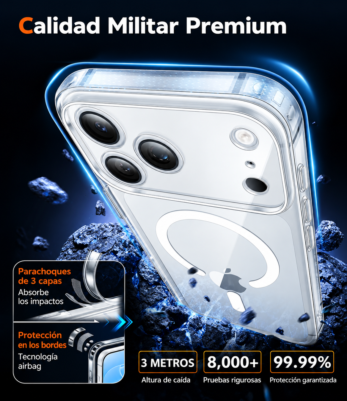 Funda Transparente FNTCASE para iPhone 17 Pro / 18 Pro con MagSafe
