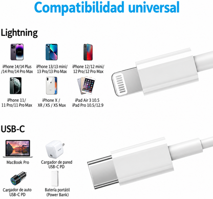 Cable USB-C a Lightning para iPhone – Pack de 3